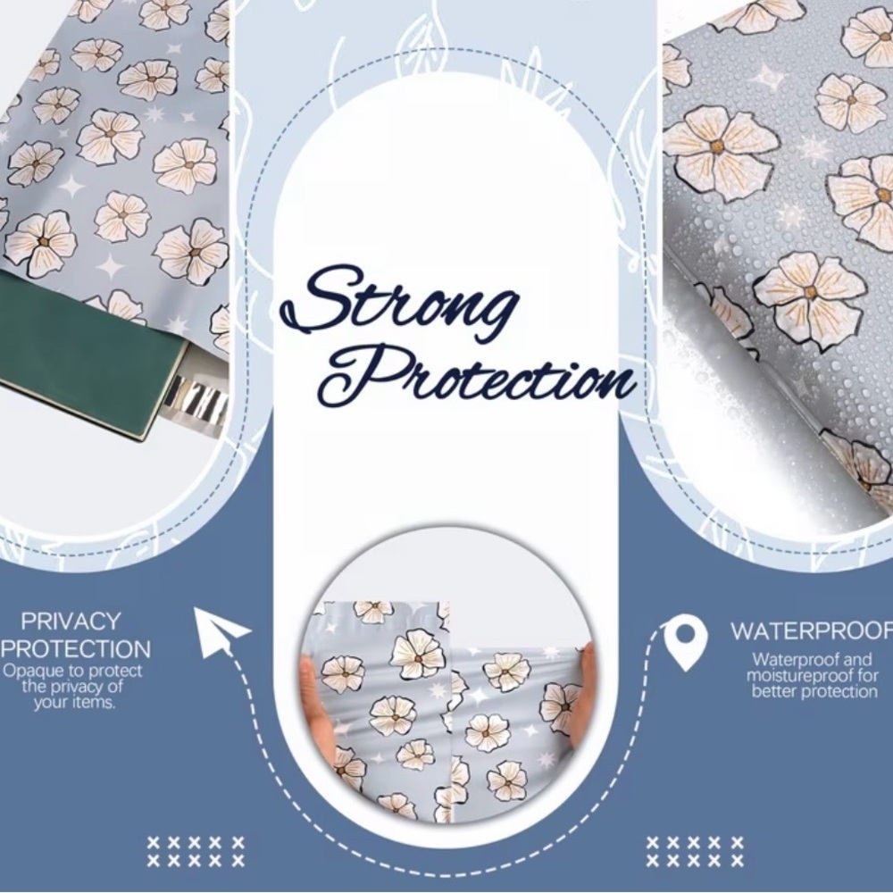 20 (10”x13”) Charming mailers featuring a blue and white floral design poly bags - Picture 2 of 2
